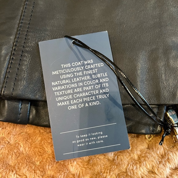Cole Haan Lambskin Leather Black Jacket - Picture 6 of 8